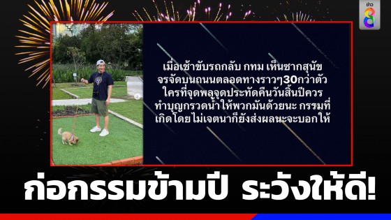 ดาราหนุ่มเตือนจุดพลุรับปีใหม่ฆ่าหมาจรจัด ทำกรรมส่งผลแรง!