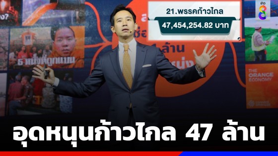 ก้าวไกลยืนหนึ่งคนไทยให้เงินอุดหนุนพรรค 47 ล้านบาท