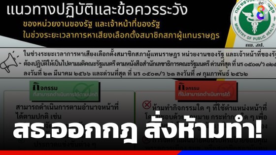 สธ.ออกกฎ สั่งห้ามทำป้ายต้อนรับ-ขอบคุณ "รมต.-พรรคการเมือง"