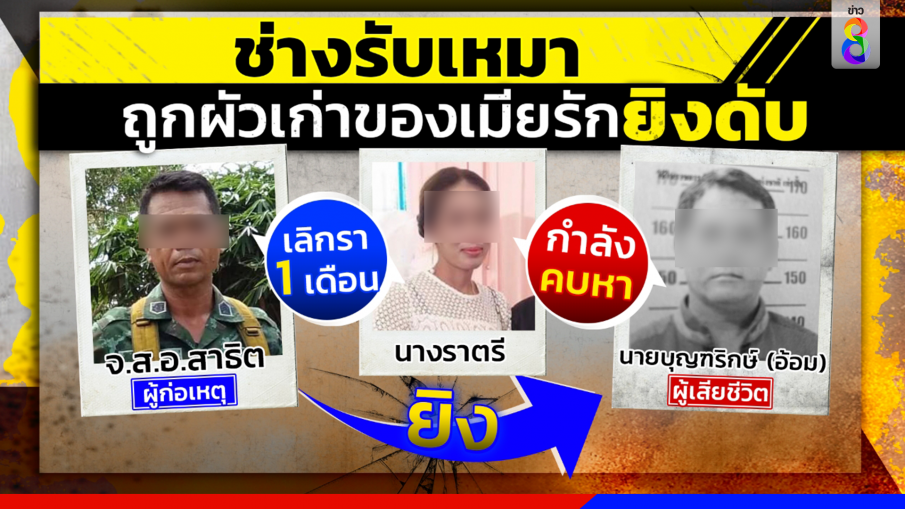 "จ.ส.อ." หึงโหด บุกยิงผัวใหม่ดับคาอ้อมกอดเมีย