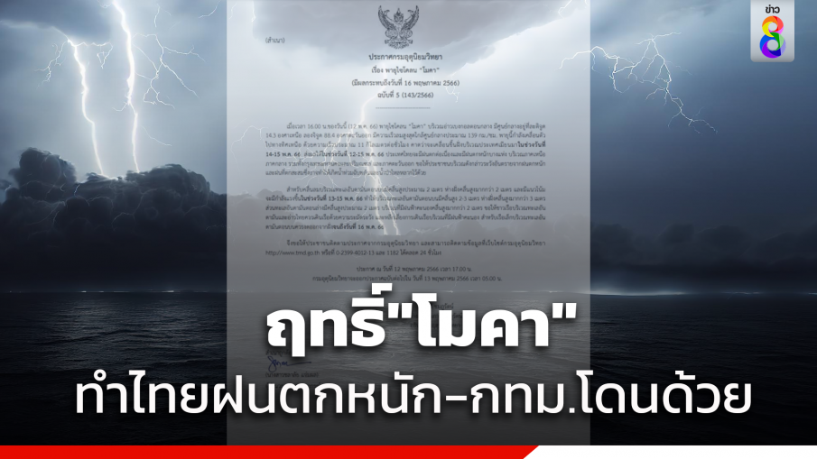 ฤทธิ์พายุไซโคลน"โมคา"ทำไทยฝนตกหนักถึง 15 พ.ค.66