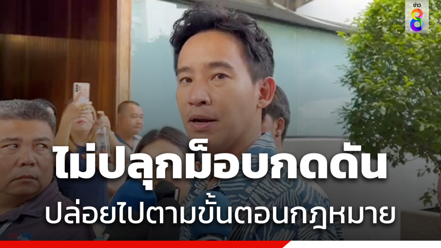 "พิธา" ย้ำไม่ปลุกม็อบเป็นเกราะกำบังคดี ชี้ ปล่อยไปตามขั้นตอนกฎหมาย 