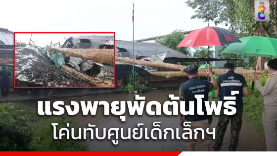 พายุฝนตกหนักพัดต้นโพธิ์ใหญ่ล้มทับศูนย์เด็กเล็กฯ ครูเจ็บ 1...