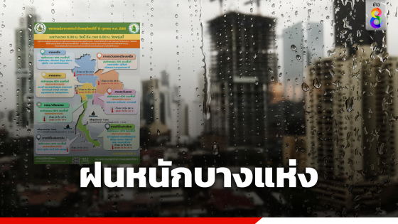 วันนี้ ฝนหนักบางแห่ง กทม.-ปริมณฑล ร้อยละ 80