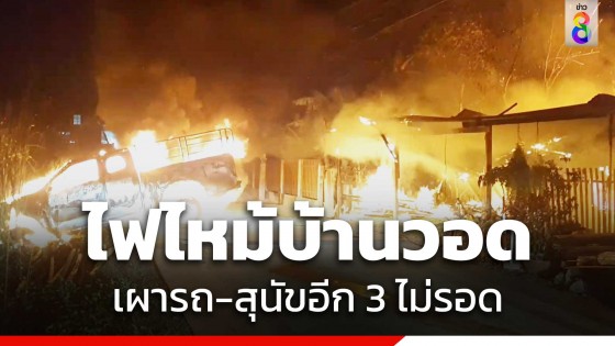 ระทึก! ไฟไหม้บ้าน โหมลามกระบะวอด สุนัขอีก 3 ไม่รอด ถูกเผาทั้งเป็นคากองเพลิง