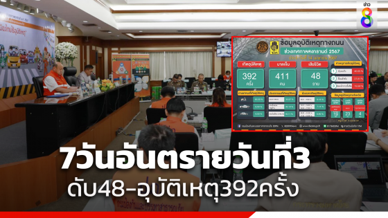 7 วันอันตรายสงกรานต์ วันที่ 3 วัน ดับ 48 ศพ ส่วนจ.นครศรีธรรมราชและจ.สงขลา...