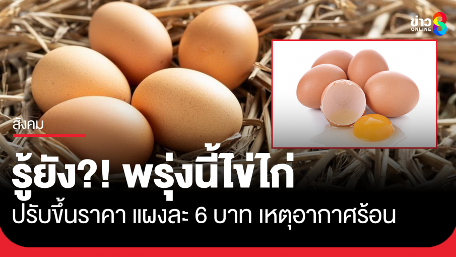รีบซื้อด่วน! พรุ่งนี้ไข่ไก่ ปรับขึ้นราคาอีกแผงละ 6 บาท