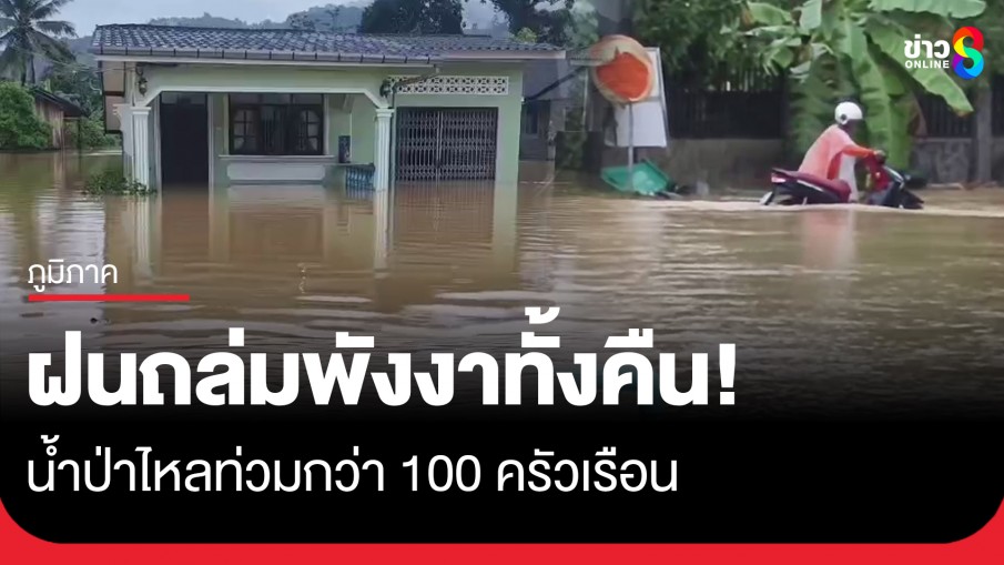ฝนถล่มพังงาทั้งคืน! น้ำป่าหลากท่วมกว่า 100 ครัวเรือน 4 หมู่บ้านเดือดร้อน 