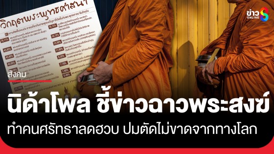"นิด้าโพล" เผยผลสำรวจ เรื่อง "วิกฤตพระพุทธศาสนา" ชี้ พระสงฆ์จำนวนหนึ่งไม่ตัดขาดทางโลก ทำคนศรัทธลดฮวบ