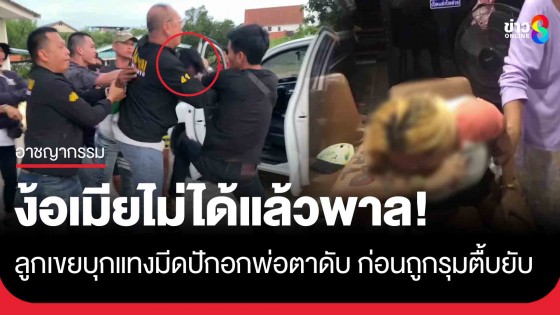 ลูกเขยง้อเมียไม่สำเร็จแล้วพาล บุกแทงพ่อตามีดปักอกดับ ก่อนโดนรวบ-ถูกรุมประชาทัณฑ์ยับ