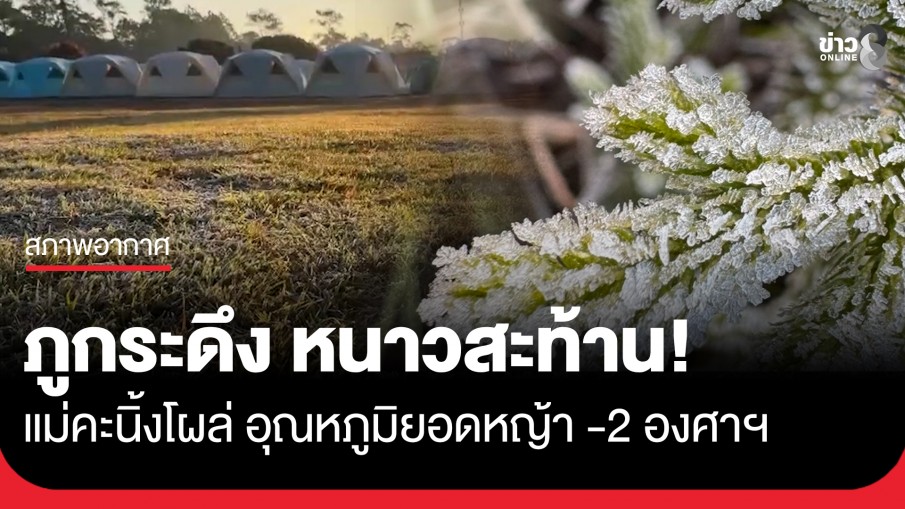 ภูกระดึง หนาวสะท้าน! แม่คะนิ้งแรกของปี2569โผล่ อุณหภูมิยอดหญ้า -2 องศาฯ หญ้าขาวโพลน