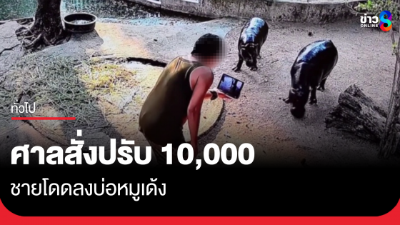 ศาลสั่งปรับ ชายโดดลงบ่อหมูเด้ง 10,000