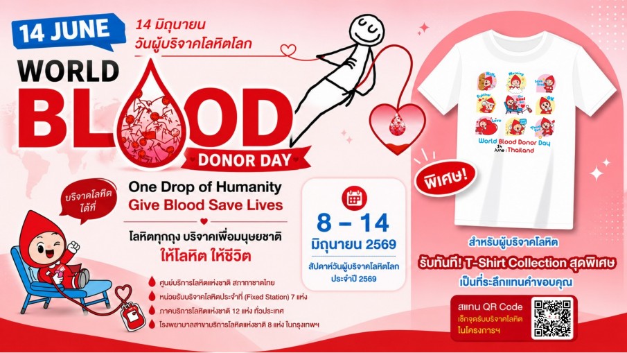 14 มิถุนายน วันผู้บริจาคโลหิตโลก ร่วมสร้างปาฏิหาริย์แห่งการให้ บริจาคเลือด เพื่อมนุษยชาติ