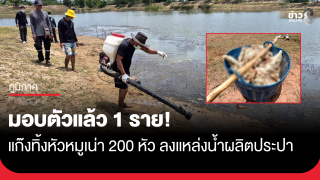 มอบตัวแล้ว 1 ราย! แก๊งทิ้งหัวหมูเน่า 200 หัว ลงแหล่งน้ำผลิตประปา...